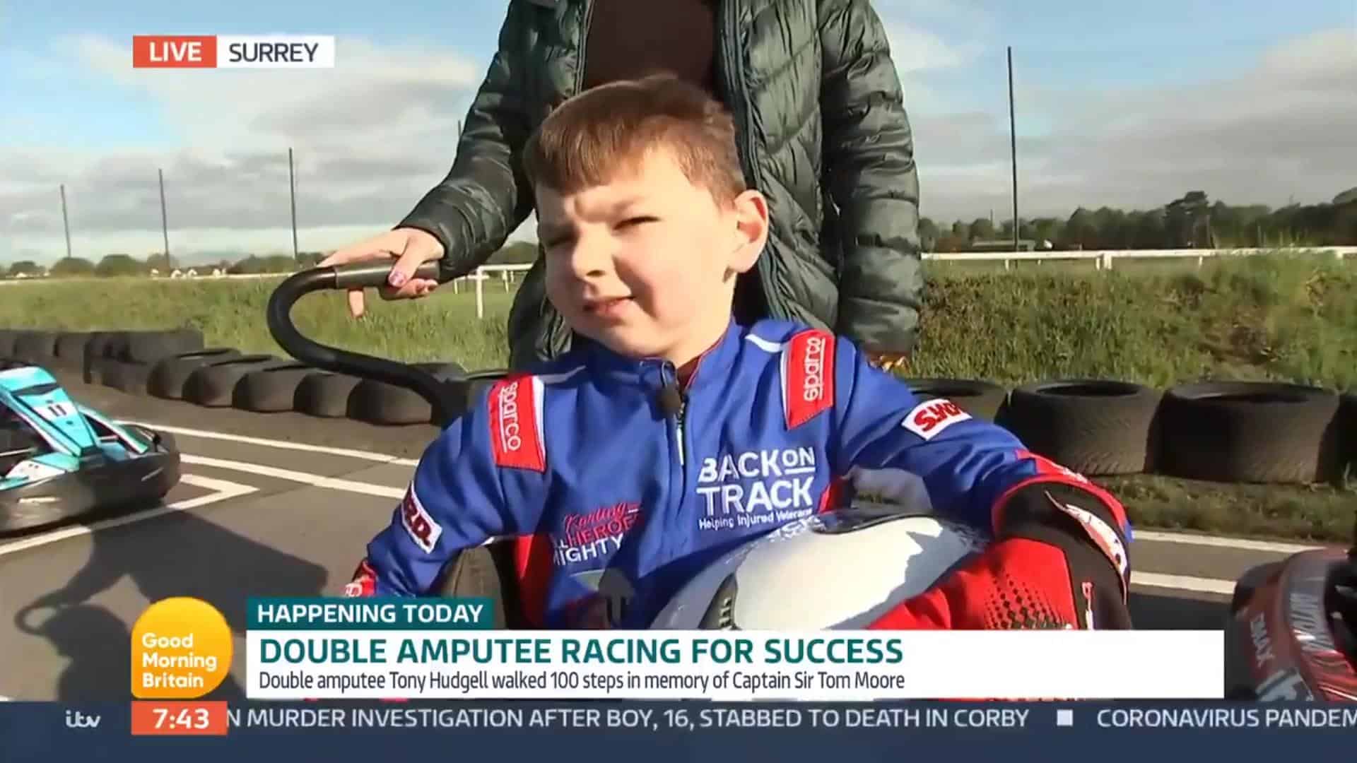 Tony Hudgell is presented with his very own go-kart